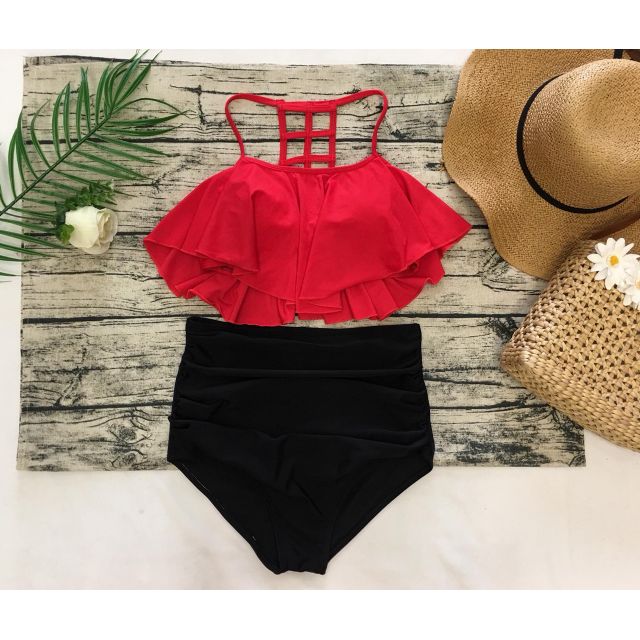 Bikini áo thang đỏ quần nhún
