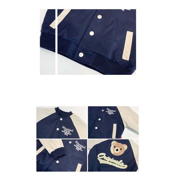 Áo bomber bé trai, áo khoác bé trai họa tiết Gấu dễ thương cho bé từ 2 đến 8 tuổi