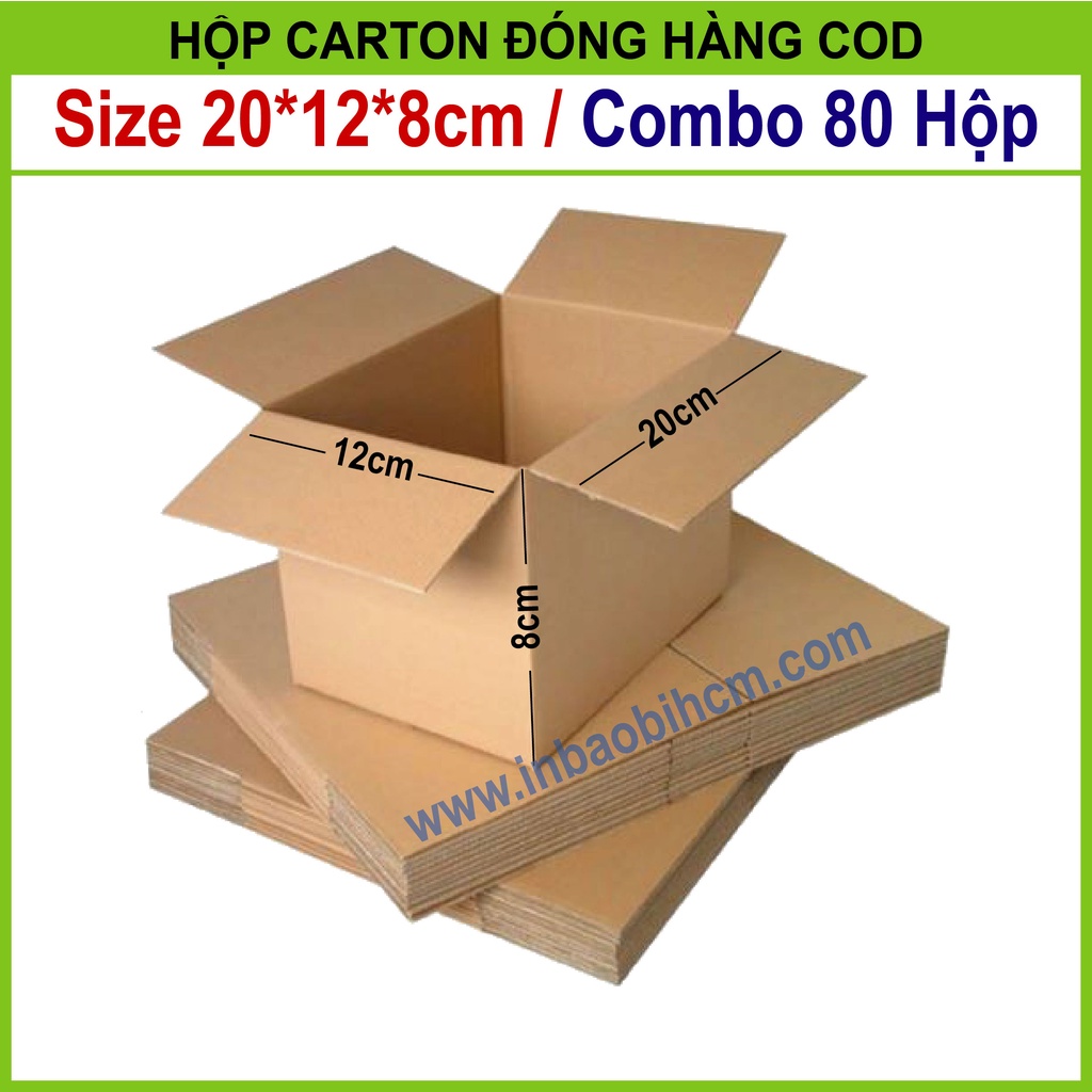 80 hộp carton đóng hàng 20x12x8 cm (Hộp dày dặn, 3 lớp, cứng, chuẩn Ship COD - Thùng giấy - Hộp giấy carton giá rẻ)