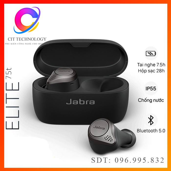 Tai Nghe True Wireless JABRA Elite 75T Wireless chống ồn chống nước Sạc Không Dây {BẢO HÀNH ĐỔI MỚI}
