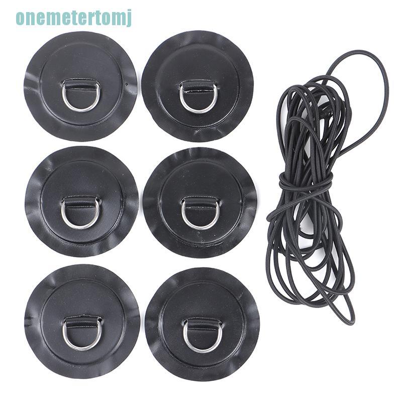 【ter】6Pcs/set Kayak PVC Inflatable Boat Canoe Raft Stainless D-Ring Patch/Pad Rope