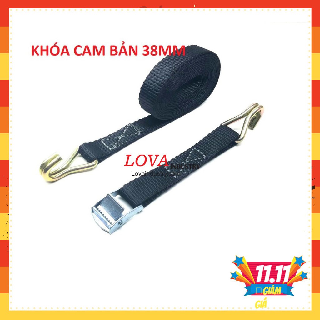 (Bán Chạy) Dây Chằng Hàng Khóa Cam 38mm x 3 Mét Móc J 2 tấn