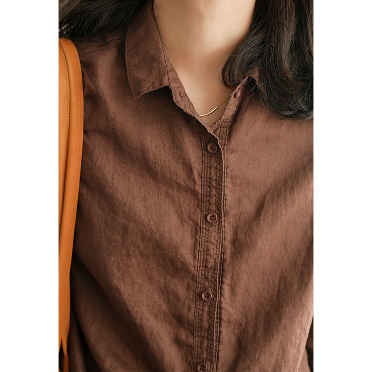 Áo Sơ Mi Cotton Trơn Màu Dáng Rộng Phong Cách Hàn Quốc Thời Trang Mùa Xuân 2022 Mới Cho Nữ