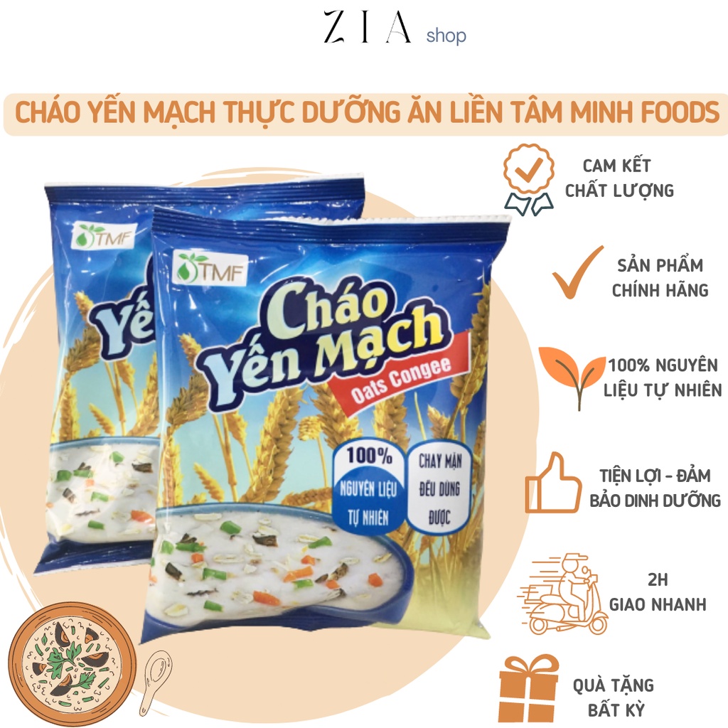 CHÁO YẾN MẠCH CHAY ĂN LIỀN TÂM MINH FOODS GÓI 50G, CHÁO GÓI CHO BÉ, CHÁO YẾN MẠCH GIẢM CÂN