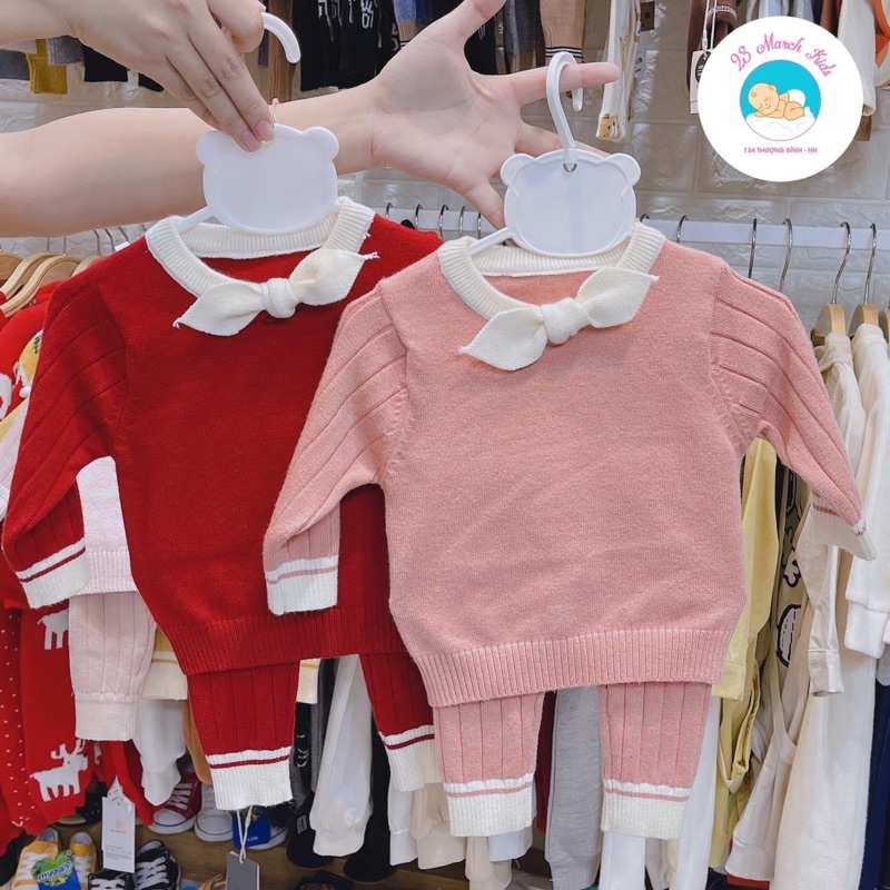 Bộ len nơ cổ Quảng Châu tiểu thư bé gái