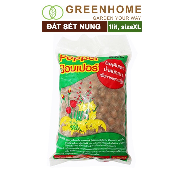 Đất sét nung trồng cây Thái Lan, bao 1lít size XL 13-14mm, trồng sen đá, phong lan, sứ, thuỷ canh |Greenhome