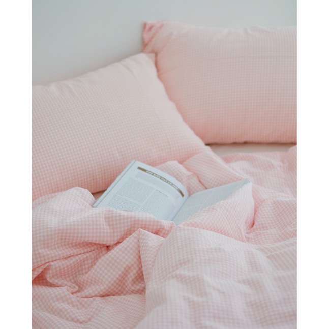 COTTON CANDY PINK SET_ Bộ drap giường hoạ tiết kẻ sọc hồng baby (May theo kích thước)