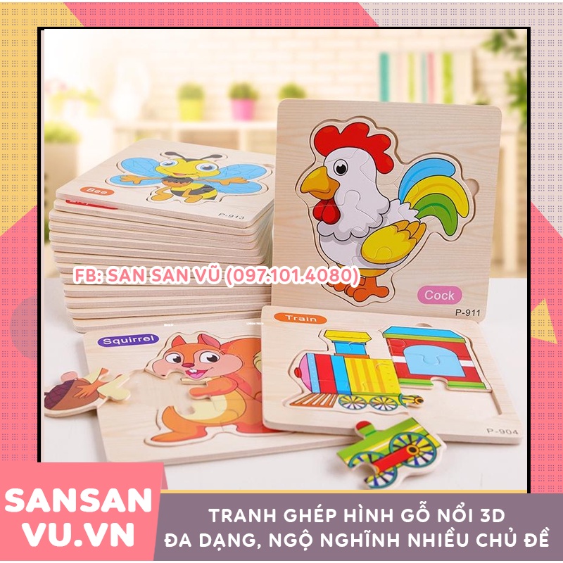 Tranh ghép hình 3D gỗ nổi nhiều mẫu cho bé vừa học vừa chơi