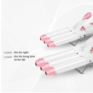 Máy làm tóc sóng nước 3 trục size 20mm,25mm tặng kèm găng tay lược dây kẹp tóc mới