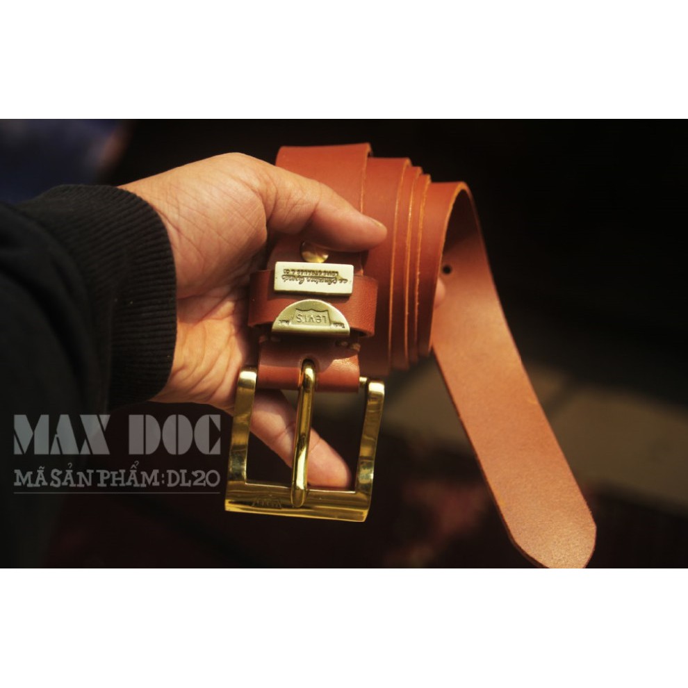 Thắt Lưng Da Dành Cho Nam, Thắt lưng Da Bò nguyên miếng  DL20 - Tặng kèm cây đục lỗ dây lưng - Max Độc