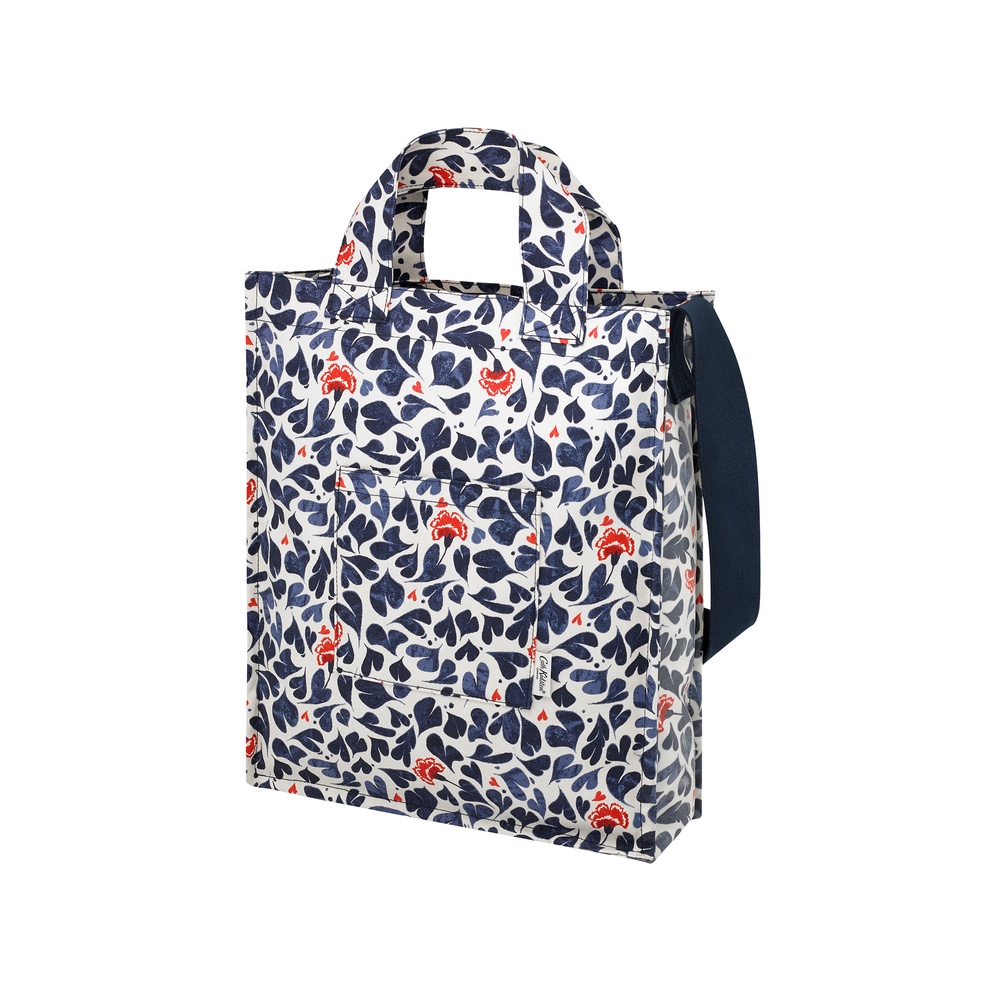 Cath Kidston-Túi đeo vai/Organic Cotton Tall Tote-Marble Hearts - Cream/Navy -1041194