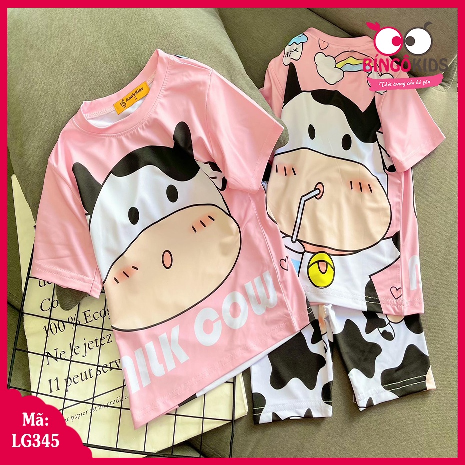 Đồ bộ thun lạnh in 3D bé gái mẫu Lửng họa tiết hoạt hình cực cute cho bé từ 11 đến 22kg