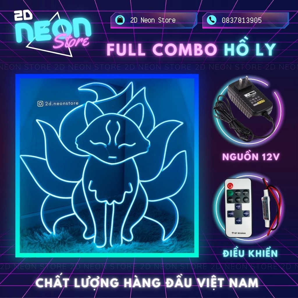 Đèn Led Neon Hồ Ly 9 đuôi, Led Neon 12V trang trí phòng, góc livestream, quay Tiktok I 2D Neon Store