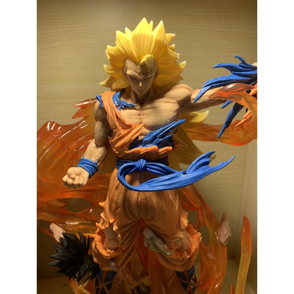 (Hết hàng) Mô hình Dragon ball Goku xé áo supper saiyan 3 đầu 45cm