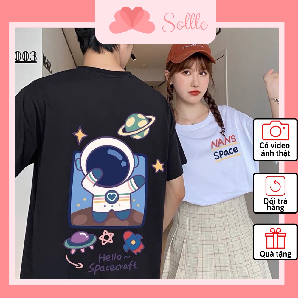 Áo thun unisex SPACE basic TEE phom rộng tay lỡ dành cho nam nữ oversize cotton Sollle
