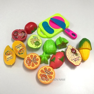 [Hàng VN] Túi đồ chơi cắt trái cây giúp bé học Tiếng Anh loại dán bằng nam châm cao cấp 