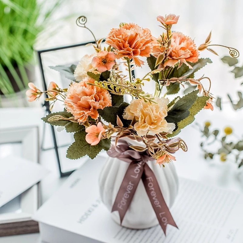 1 Bó Hoa Cẩm Chướng Giả Bằng Nhựa Trang Trí Bàn Tiệc Cưới/ Ngày Của Mẹ Phong Cách Châu Âu