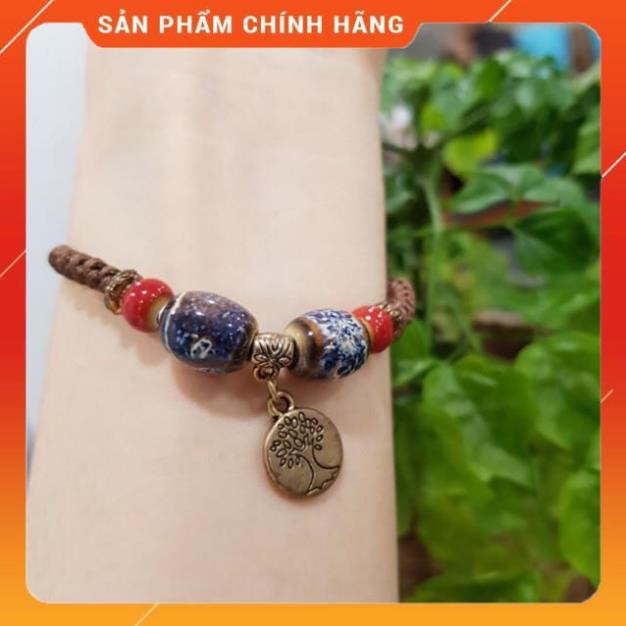 Hot!!! Vòng tay dây rút đá thổ cẩm phong cách vintage siêu xinh giá rẻ giá re