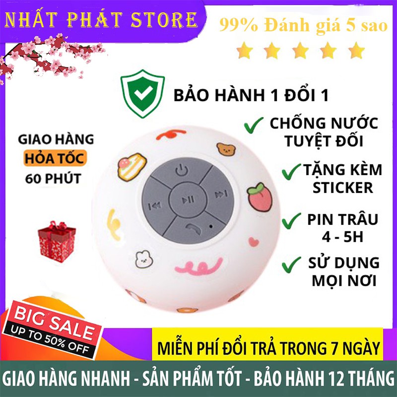 💥[BẢO HÀNH 1 ĐỔI 1]💥 - Loa Bluetooth Mini Không Dây Chống Nước Gắn Tường Nhà Tắm Tặng Kèm Sticker Dễ Thương