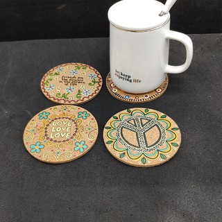Miếng lót ly lót cốc chất liệu gỗ thấm nước cực tốt dùng cho quán café trà sữa bánh ngọt