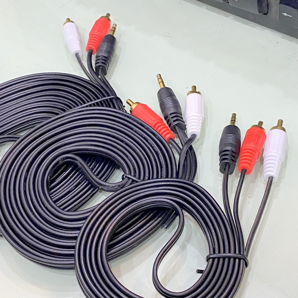 Dây AV 3m 5m điện thoại ra loa âm ly. Dây AUX từ chân tròn 3,5 ra hai chân bông sen - KLH home