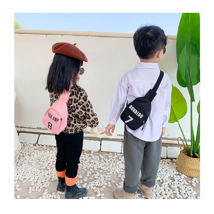 Túi Đeo Chéo Ngực Vải Canvas Mini Dễ Thương Phong Cách Hàn Quốc Cho Bé Trai Gái