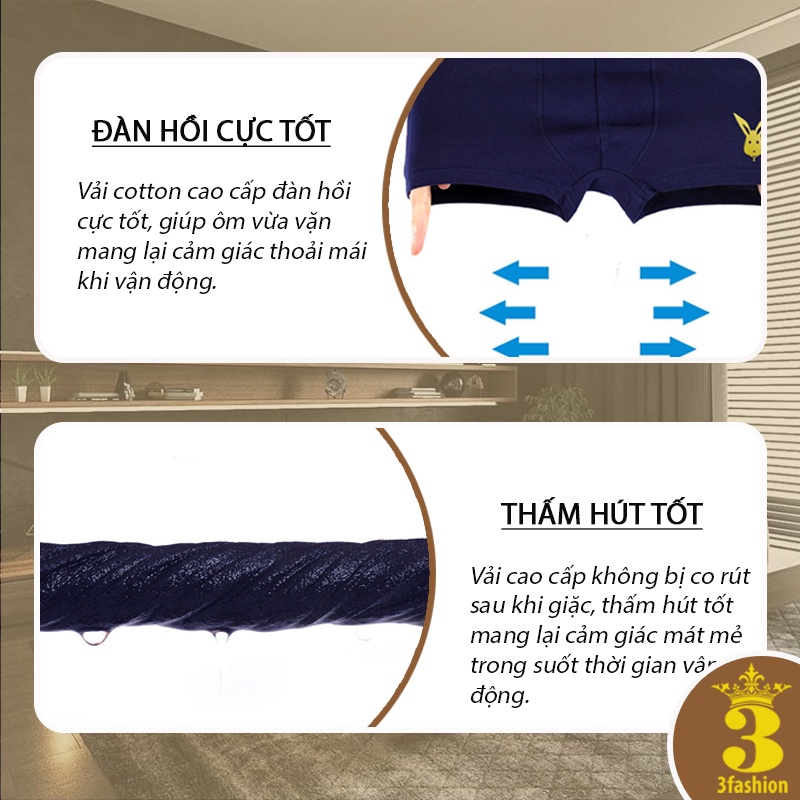 Combo Quần Lót Boxer Nam Vải Cotton Cao Cấp Mềm Mịn Thoáng Khí Kháng Khuẩn Chuẩn Y Tế - MSP L910