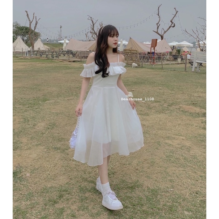 ❌ ĐẦM VÁY TRẮNG 2 DÂY BÈO VAI CÔNG CHÚA * 2 PRINCESS * | BigBuy360 - bigbuy360.vn
