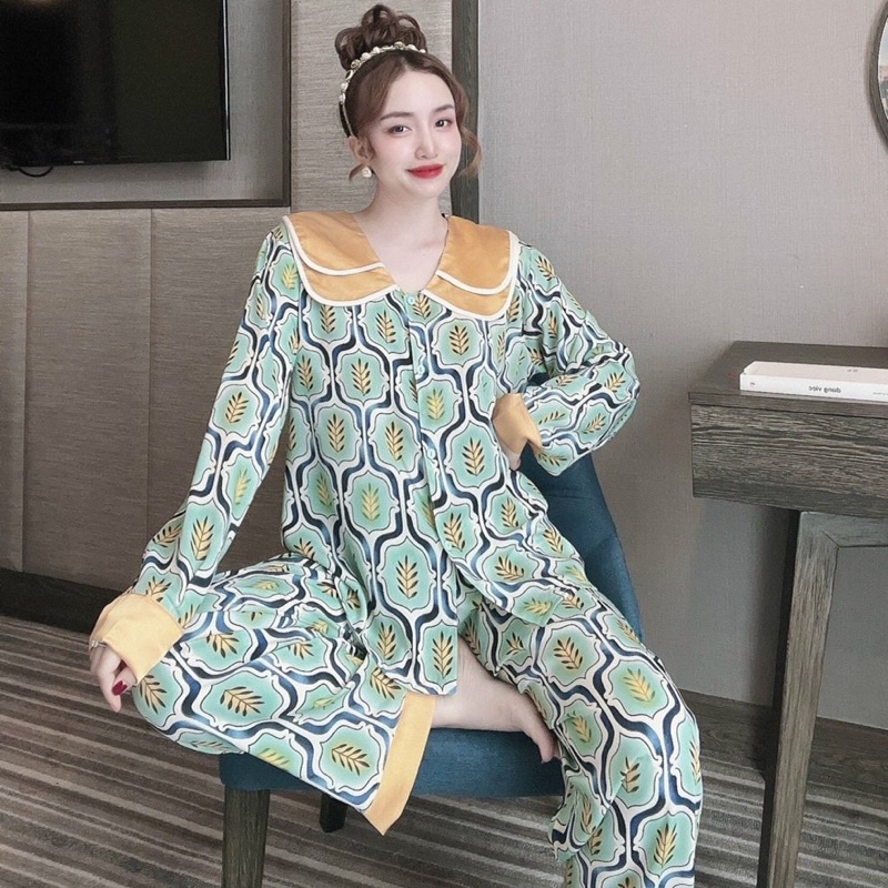 Đồ bộ nữ chất lụa cao cấp, Đồ ngủ pijama mặc nhà form rộng (50 - 110kg)