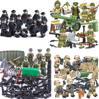 Lego Military Minifigures City Policemen Suit Child Toys Legoing Car Building Blocks Components Casual Game Birthday Gift Decoration
