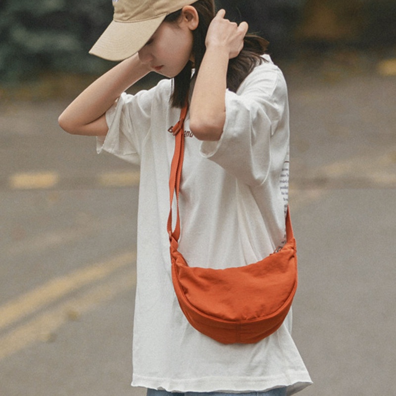 Túi Đeo Chéo Nylon Màu Trơn Phong Cách Boho Thời Trang Cho Nữ