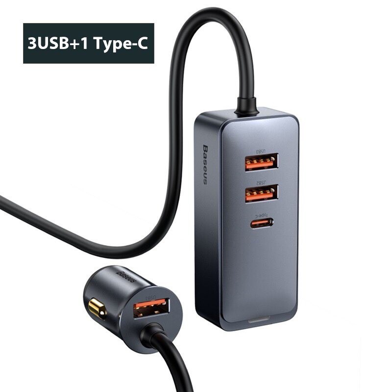 Tẩu sạc siêu nhanh 120W Baseus Share Together PPS multi-port Fast charging car charger with extension cord (30W * 4)