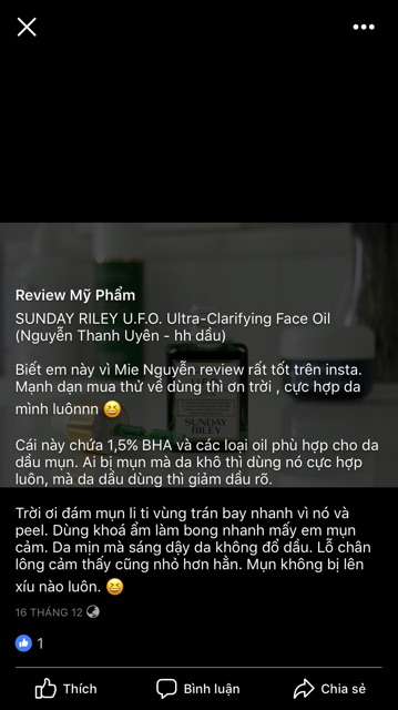🌳Dầu dưỡng hỗ trợ làm giảm mụn Sunday Riley U.F.O Ultra Clarifying Face Oil - mẫu thử | BigBuy360 - bigbuy360.vn