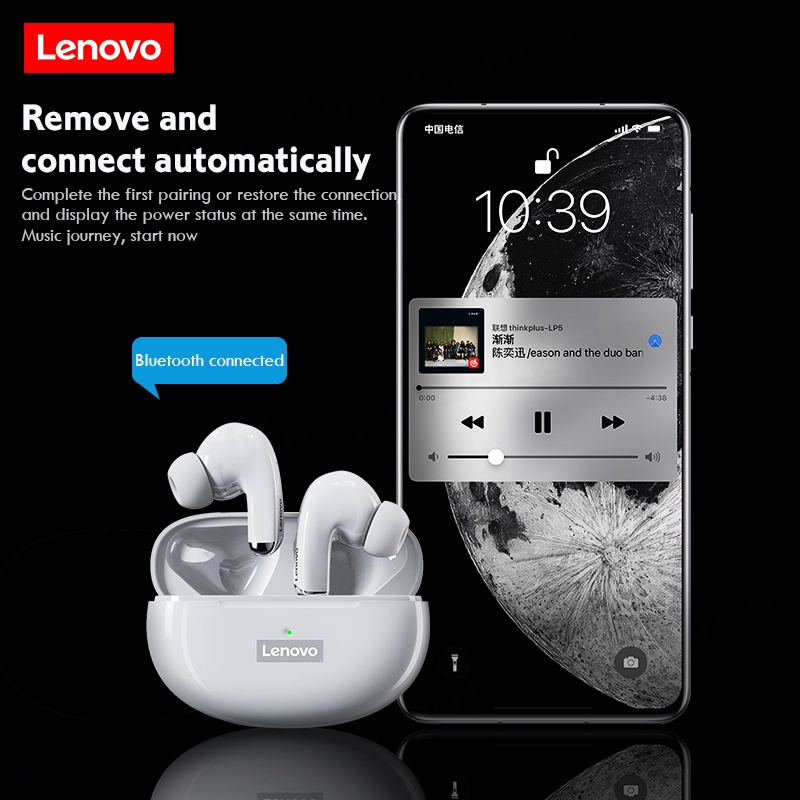 Tai nghe bluetooth không dây Lenovo LP5 TWS 9D âm thanh nổi chống nước ipx5 với micrô