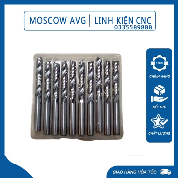 Mũi Xoắn 1 Me Cắt Gỗ Phá Thô Gỗ Lọng Gỗ 2D Cán 4mm Tổng Dài 45 60mm Lắp Máy CNC