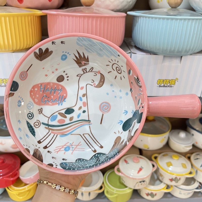 Bát đĩa hươu hồng decor set 8 món siêu đẹp