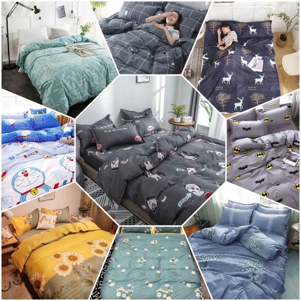Bộ Chăn Ga Gối Cotton Poly Nhập Khẩu Ga Hàn Quốc (ga+vỏ chăn +2vo gối đầu)
