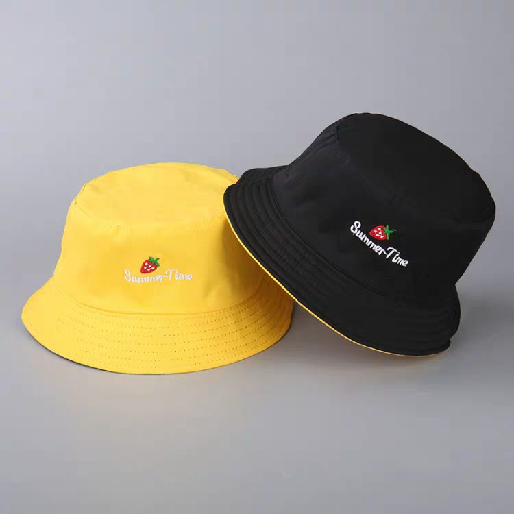 Nón Bucket 2 Mặt Thêu Icon Cute Chất Kaki