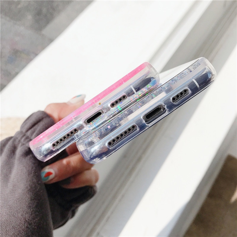 Ốp Điện Thoại Mềm Trong Suốt Phối Kim Tuyến Nước Cho iPhone 14 Pro Max 13 11 12 Mini 11