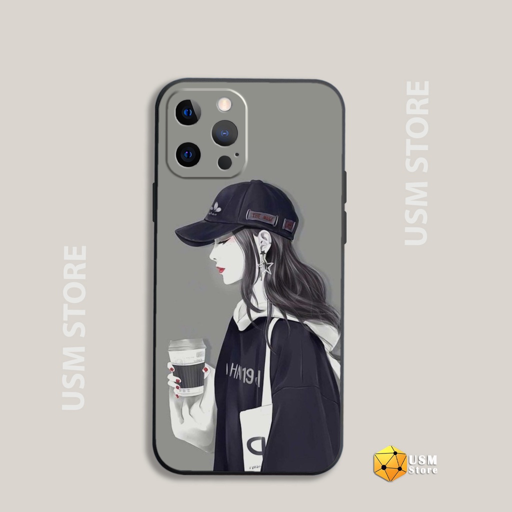 Ốp lưng iphone 11/11Pro/11Promax/12/12Mini/12 Pro/12 Promax/13/13 Promax viền đen, phong cách tomboy