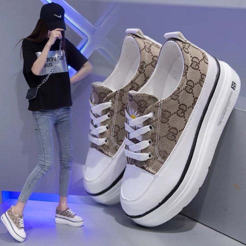 Giày thể thao độn đế hoạ tiết cao 7cm