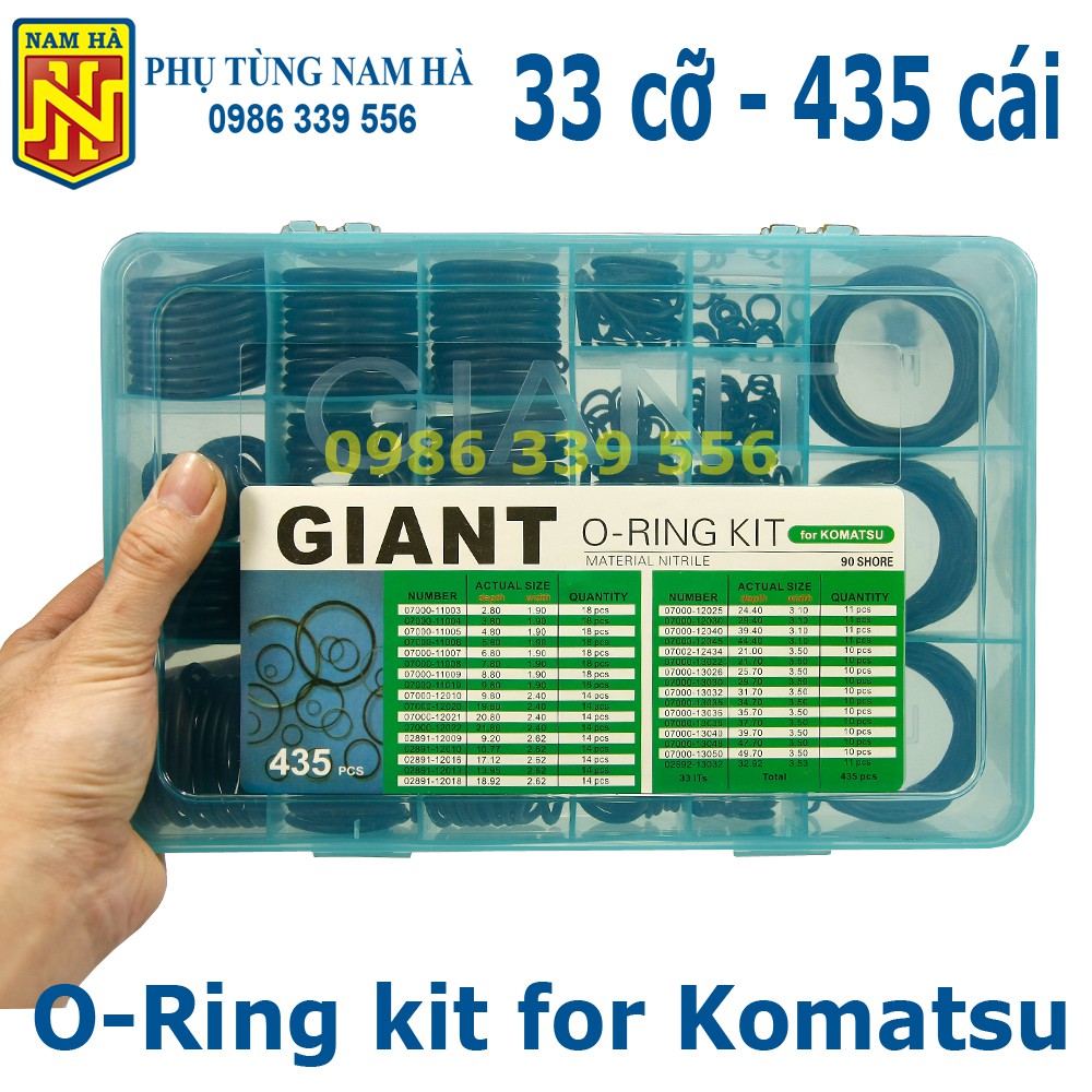 Hộp gioăng sim cao su O Ring Komatsu, 33 cỡ 435 cái (Ø2.8÷49.7) mm
