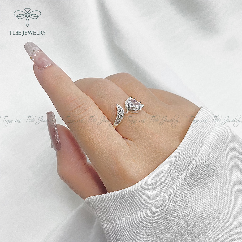 Nhẫn bạc nữ TLEE hồ ly nạm đá cao cấp NCJ A0117