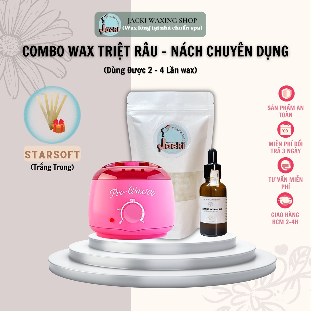 COMBO WAX RÂU - NÁCH CHUYÊN DỤNG (100gr SÁP + 1 NỒI PRO MAX 100 - 30ML MỠ TRĂN NHÀI + TẶNG 5 QUE PHẾT SÁP)