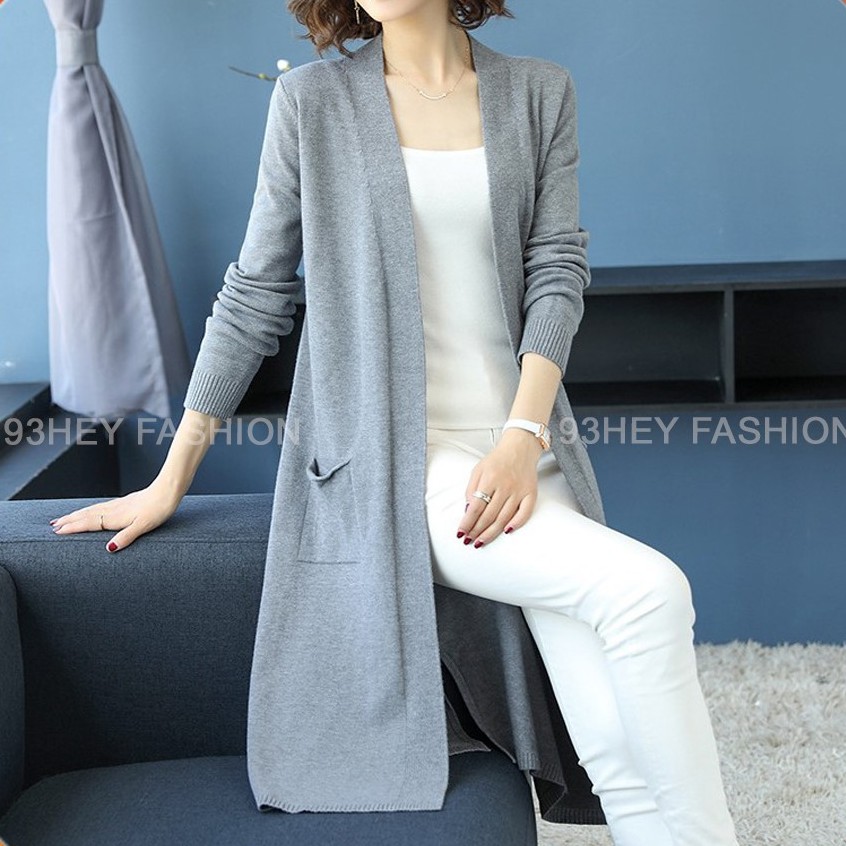 Áo Khoác Len Cadigan Nữ Dáng Dài Có Túi Xẻ Sau Hàng Quảng Châu 93HEY ALC01 | BigBuy360 - bigbuy360.vn