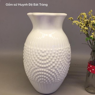 Lọ hoa dáng vò ong s2 men trắng