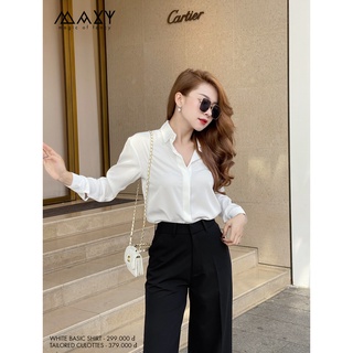 Áo sơ mi nữ tay dài kiểu dáng cơ bản white basic shirt Maxy Workshop