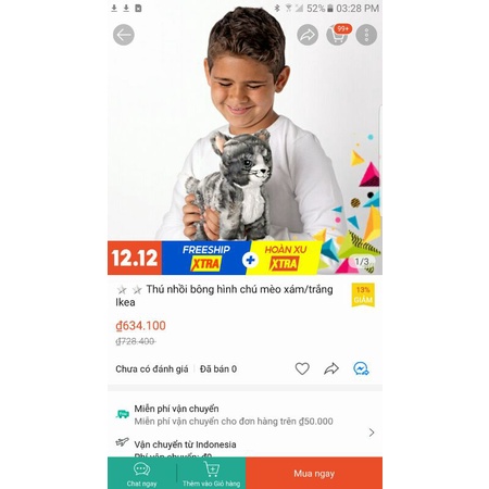 Con mèo chính hãng Ikea gấu bông