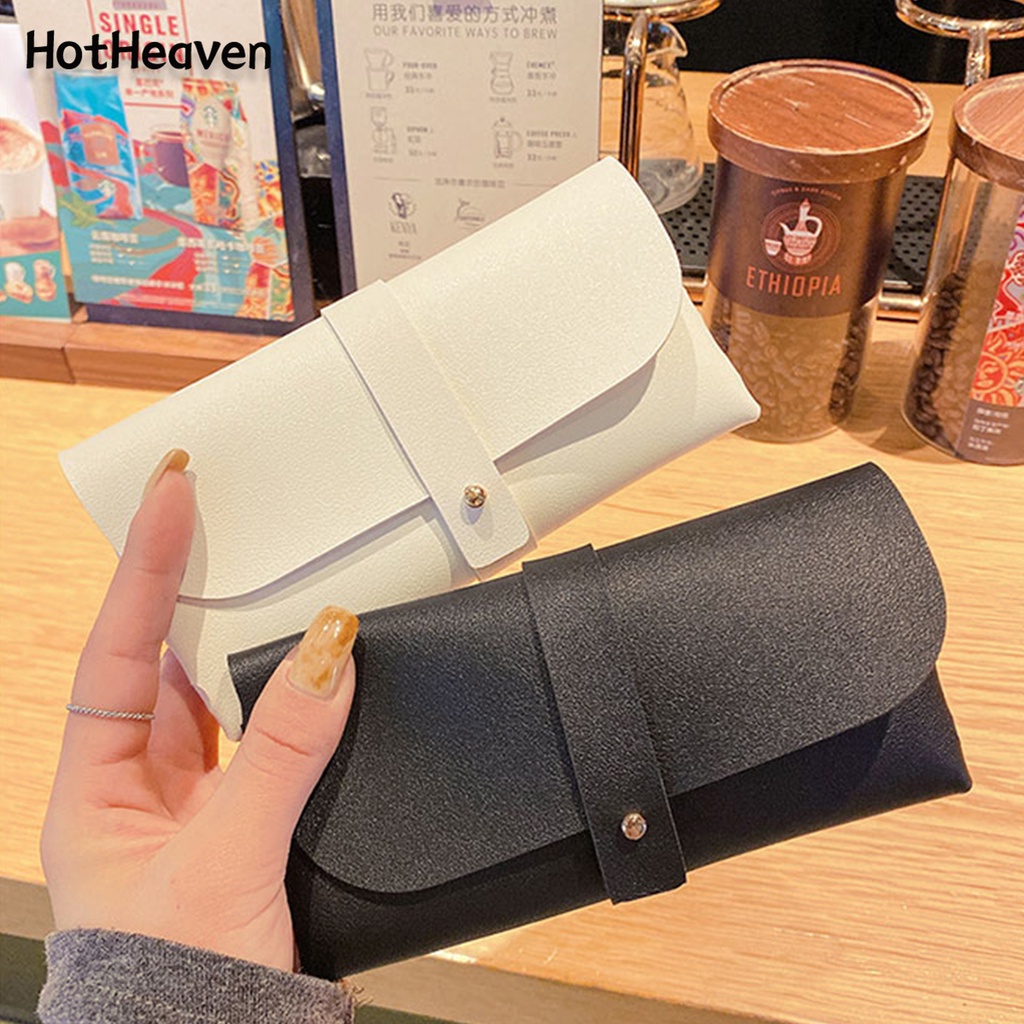 Túi Đựng Mắt Kính Bằng Da Mềm 2 Màu Có Khóa Kim Loại Cho Nam Và Nữ