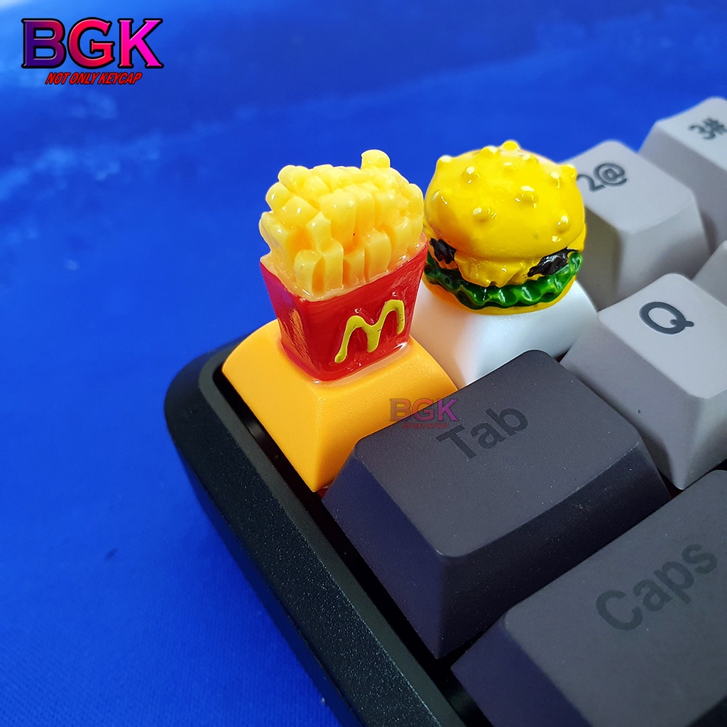 Keycap lẻ hình khoai tây chiên và bánh hamberger siêu dễ thương trang trí bàn phím cơ ( keycap artisan )